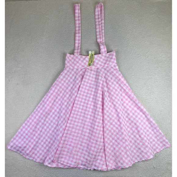 Magnolia Place Dresses & Skirts - Magnolia Place Pink Check Suspender A-Line Skirt Womens Medium Gingham Zip
